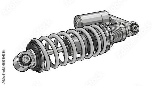 Motorcycle Shock Absorber Closeup.