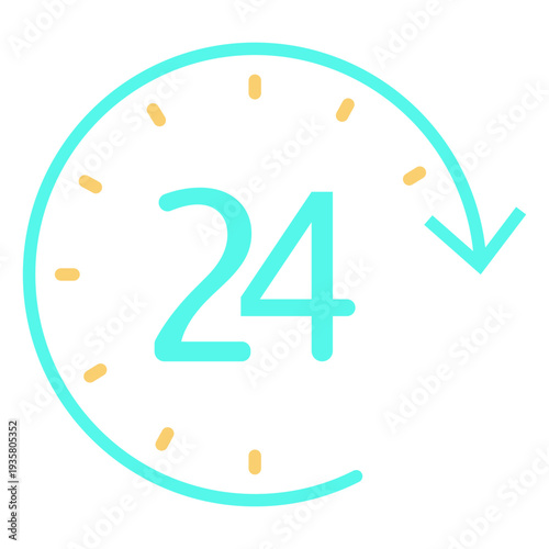 Simple clock 24 time icon