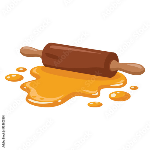 Kitchen rolling pin for shape and flatten dough vector illustration perfect for baking pastry cooking tool and food preparation designs