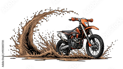 Dirt Bike Splashing Mud.