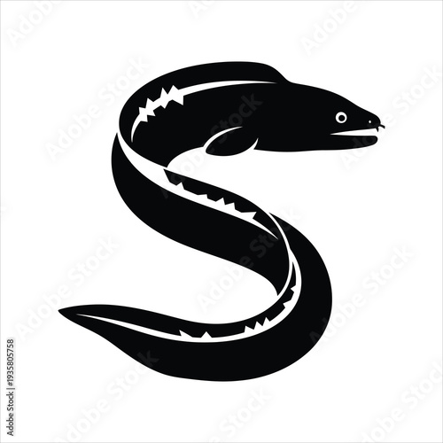 Abstract moray eel vector shaped like the letter s for logo design