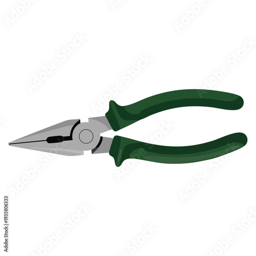 Long nose pliers vector flat illustration on white background hand tool design element for repair construction and mechanical work themes