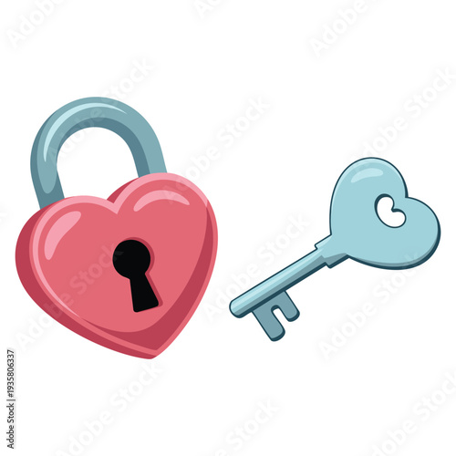 Love padlock and key flat vector illustration perfect for romance valentines day couple trust commitment and symbolic relationship artwork