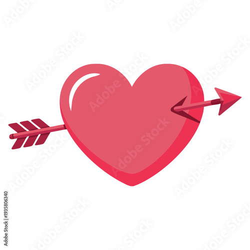 Lovestruck or arrow through heart valentines day vector icon romantic symbol perfect for love passion relationship and holiday themed designs