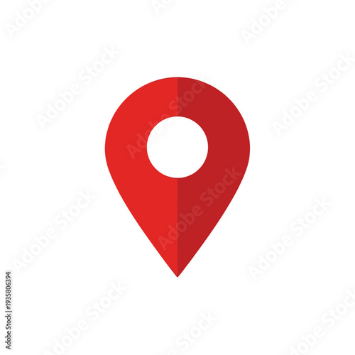 Vibrant Red Map Pin Icon: Global Location Marker for Navigation, GPS Tracking, and Destination Finding on Digital Maps and Apps