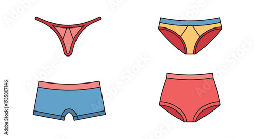 Panties Line art vector set creative abstract style