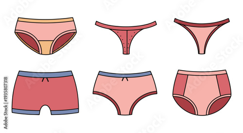 Panties Line art vector set minimal bold color