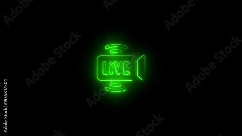 Neon Green Live Streaming on Black Background for Online Broadcasting and Social Media neon green online broadcasting