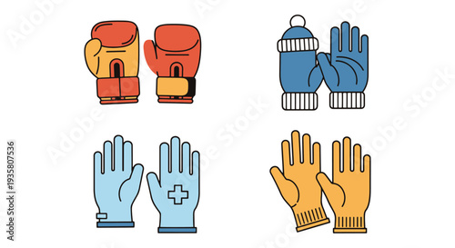 Gloves Line art vector set abstract bright tone