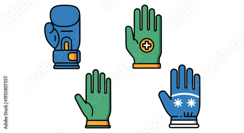 Gloves Line art modern color style illustration