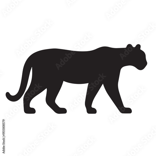Black panther silhouette walking profile view