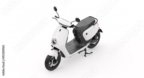 Sleek White Electric Scooter Displayed on Clean White Background Minimalist Aesthetic