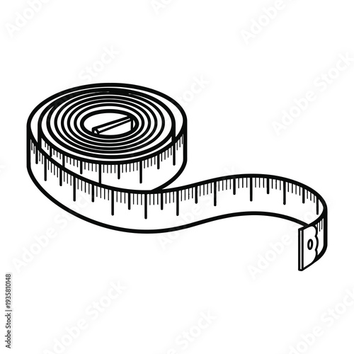 Precision fabric measuring tape unspools smoothly across a clean white background showcasing its detailed metric and imperial markings for accurate sewing crafting and tailoring projects