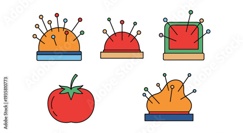 Pin Cushion Line art vector modern bold color illustration