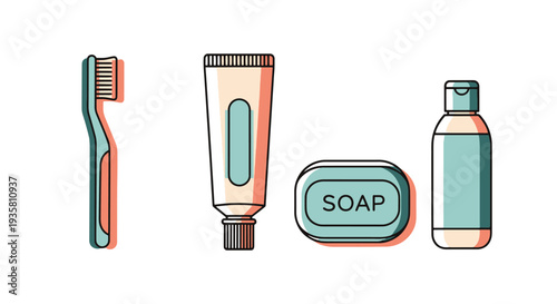 Hygiene Kit Line modern color mix vector