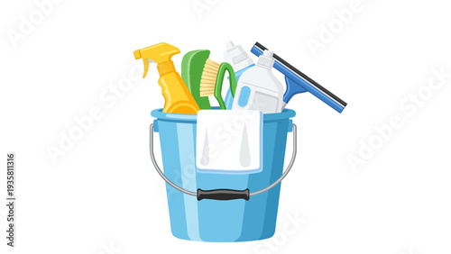 Cleaning Bucket with Supplies.