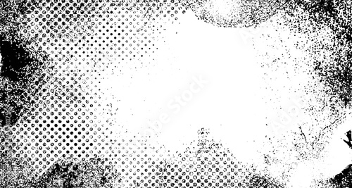 Abstract Halftone Grunge Texture, Rough Dot Overlay, Distressed Vintage Background.