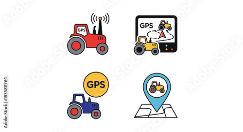 GPS tractor Line art vector soft elegant tone illustration