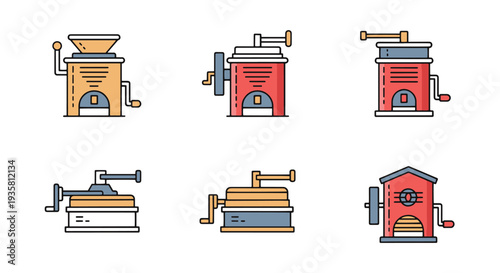 Grain mill Line art vector modern smooth color