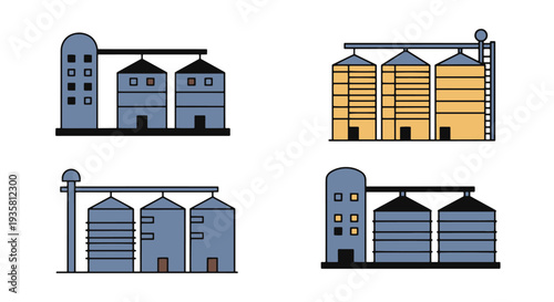 Grain silo Line art vector dynamic abstract creative