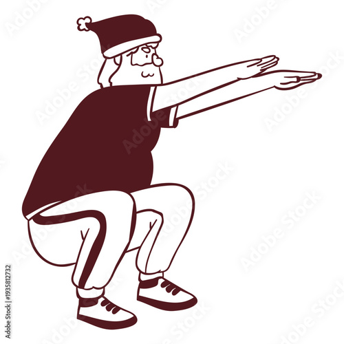 Santa claus sportsman exercise stroke