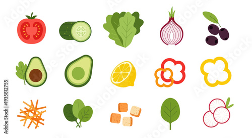 Fresh vegetables and fruits illustration