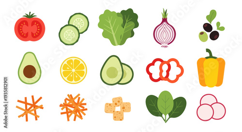 Fresh vegetables collection isolated on white