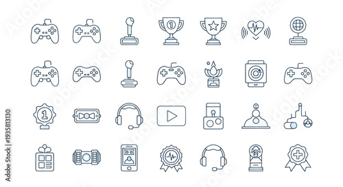 Gaming icons controller trophy and more