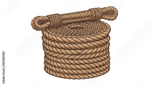 Coiled Brown Rope Illustration.