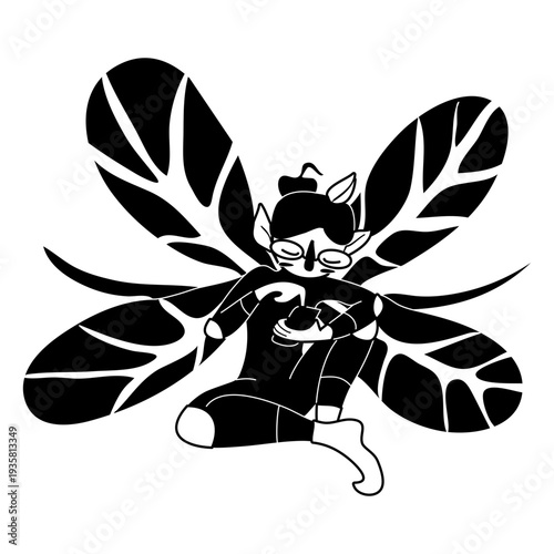 Fairy character texting cute