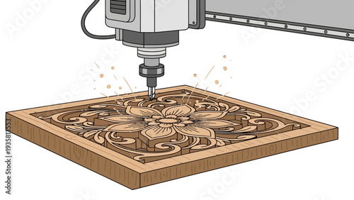 CNC Router Cutting Wood.