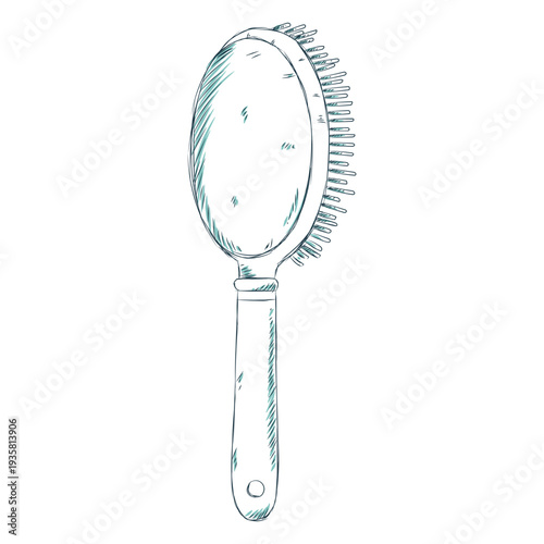 Hair brush rear view hand drawn