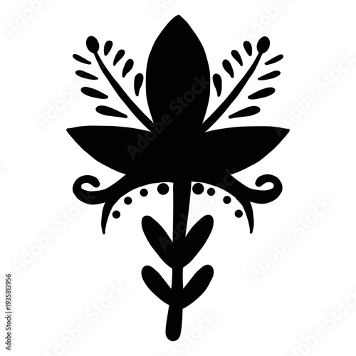 Ornamented flower folk art silhouette