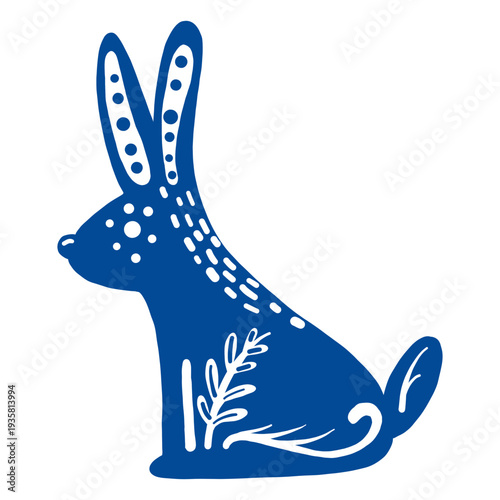 Ornamented rabbit folk art element