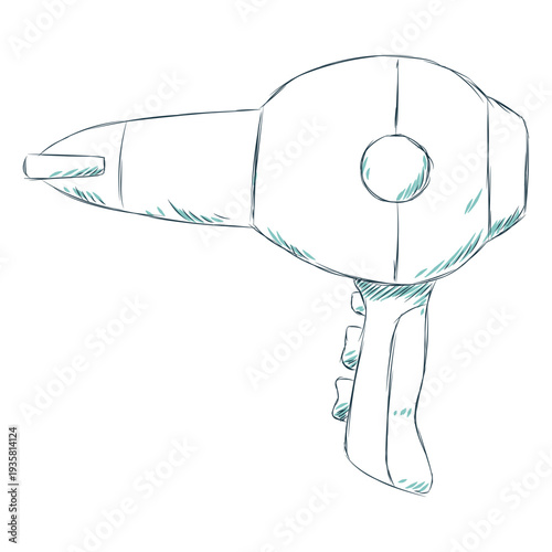 Professional hair dryer hand drawn