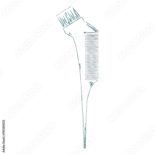 Tinting brush comb hand drawn