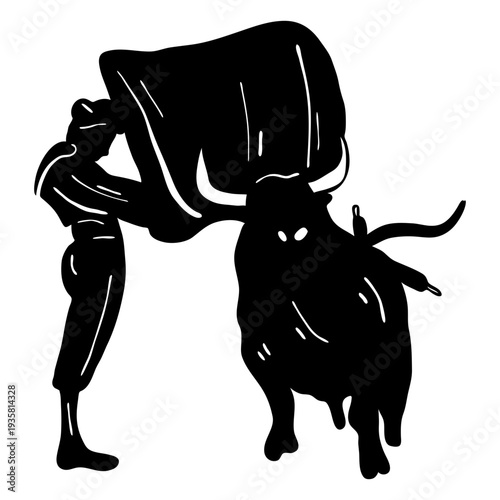 Torero bullfighting silhouette