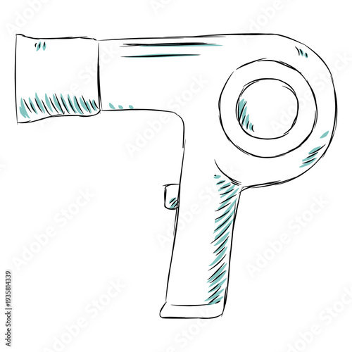 Vintage hair dryer hand drawn