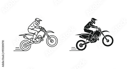 Vector silhouette of a biker riding a motorcycle in an extreme speed sport style isolated on white background