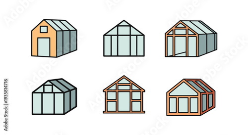 Greenhouse frame Line art modern color illustration design
