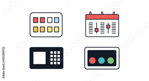 Grid Control Line colorful digital color vector
