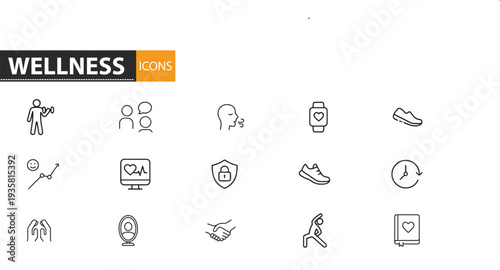 Wellness icons set for health and fitness concepts