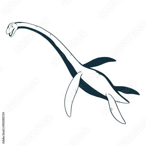 Drawn plesiosaur dinosaur