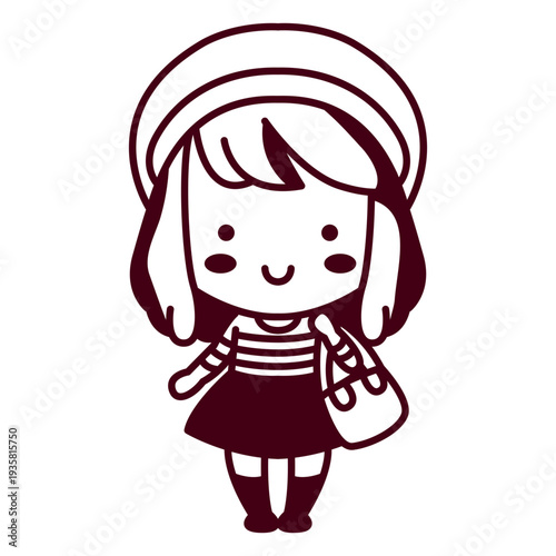 French cute style woman stroke