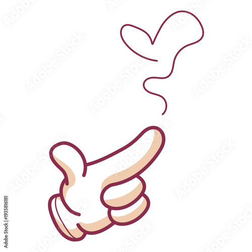 Tableau sur toile Cartoon hand flinging heart