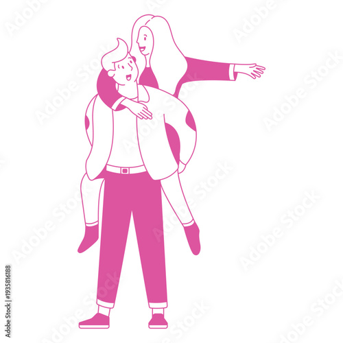 Couple piggyback stroke