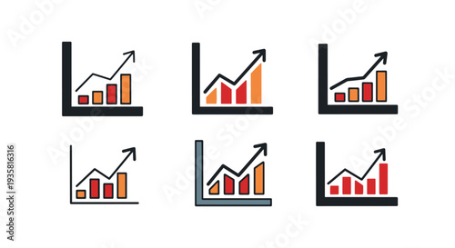 Growth chart Line art vector flat style color illustration