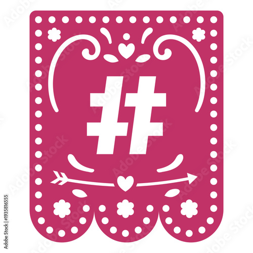 Valentine garland papercut sharp # sign