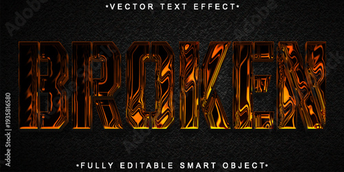  Broken Cracked Damage Typography Vector Fully Editable Smart Object Text Effect