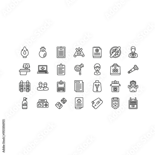 Office & Administration Tools: Professional Productivity Line Icons
